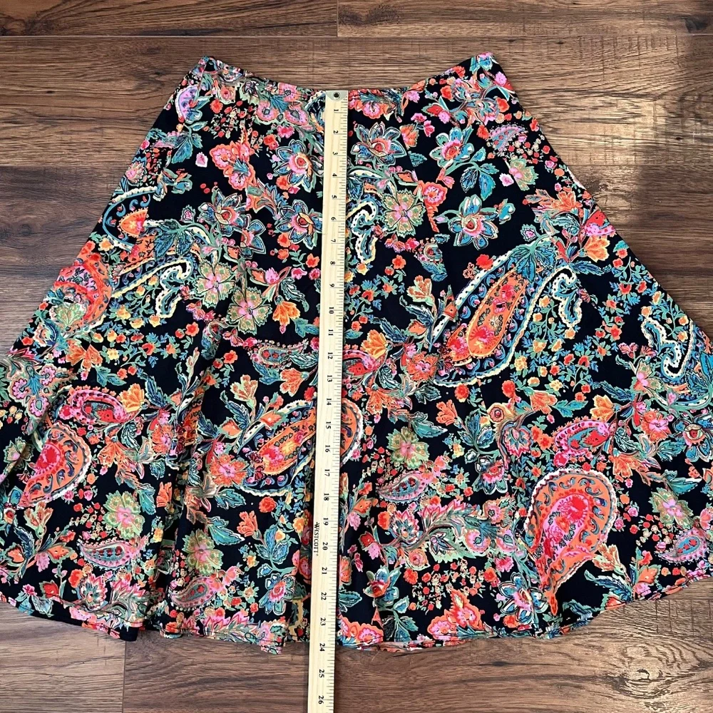 Colourful Womens Paisley Midi Skirt Cotton Cottagecore Boho Whimsigoth Medium - Picture 2 of 6